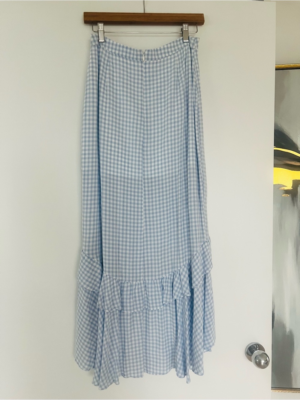 BB Dakota Light Blue Gingham High-Low Ruffle Skirt - Picture 2 of 2